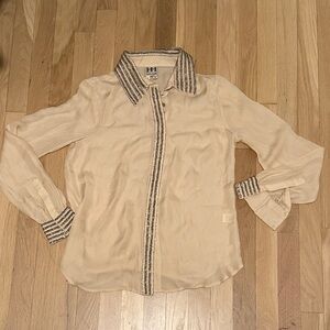 Haute Hippie  silk Beige Blouse with beaded embellishment